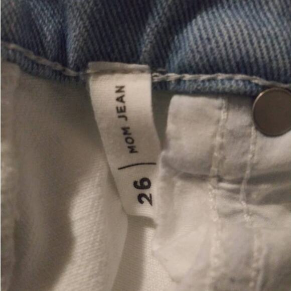 Pacsun Two Tone White & Blue Distressed Hi Rise Mom Jeans Sz 26 - Picture 6 of 6